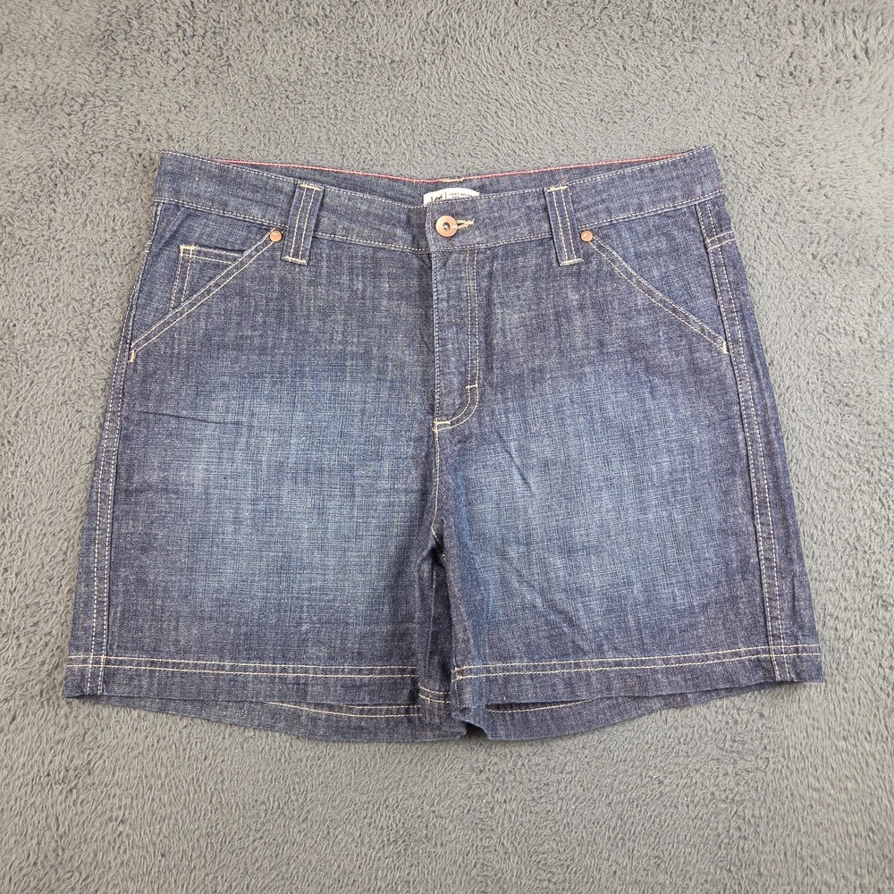 Lee Jeans Women's Shorts 12 Denim Jorts Blue High Rise Just Below the Waist